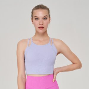 New Womens Sports Bra With A Faux Two-piece Design And Thin Shoulder Straps