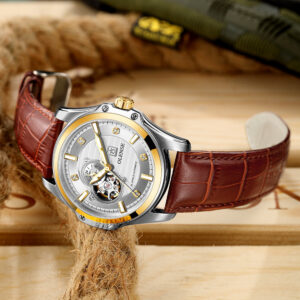 Men's Mechanical Watch High Grade Stainless Steel Leather Strap