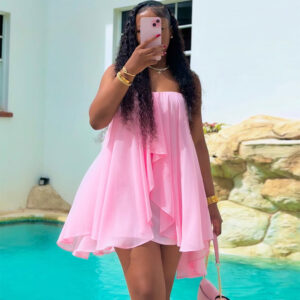 Tube-top Loose Asymmetrical Short Dress